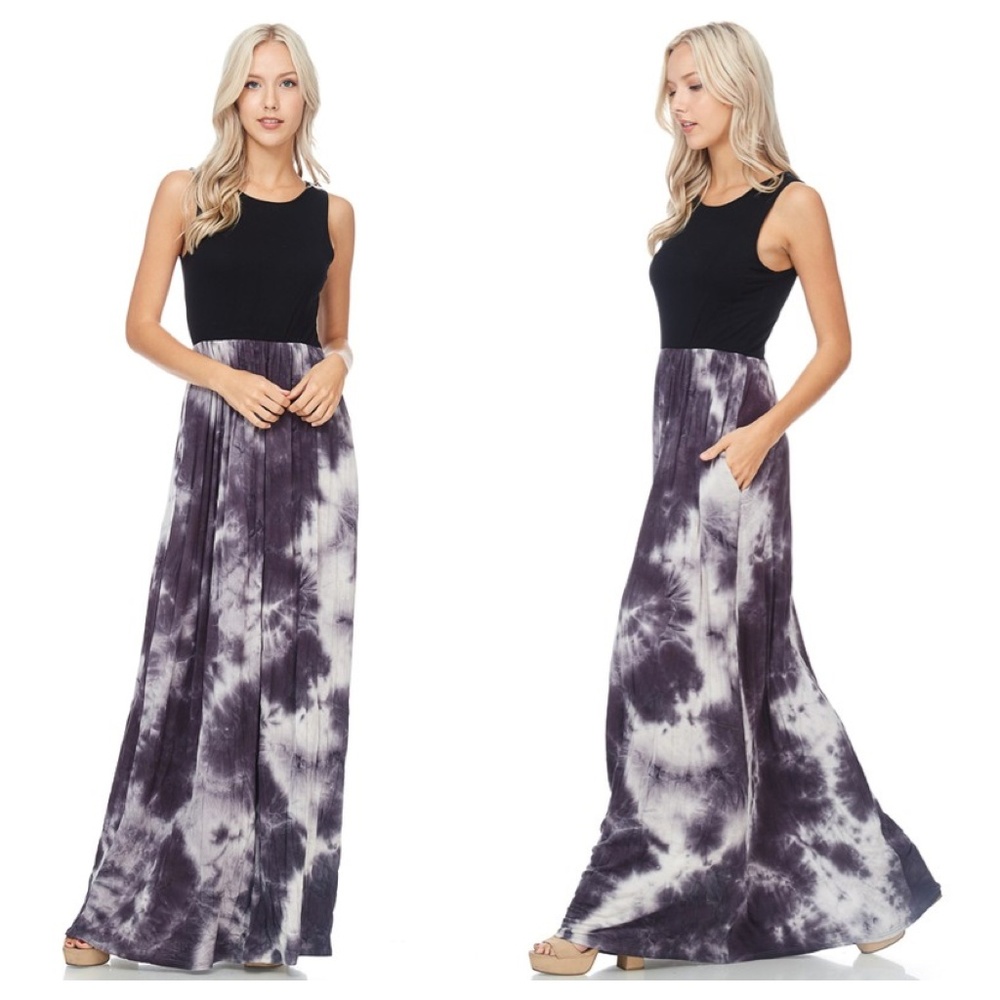 Black And Gray Tie Dye Maxi